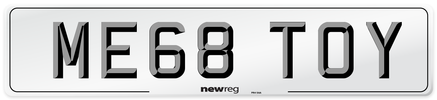 ME68 TOY Number Plate from New Reg